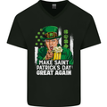 St Patricks Day Great Again Donald Trump Mens V-Neck Cotton T-Shirt Black