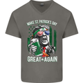 St Patricks Day Great Again Donald Trump Mens V-Neck Cotton T-Shirt Charcoal