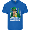 St Patricks Day Great Again Donald Trump Mens V-Neck Cotton T-Shirt Royal Blue