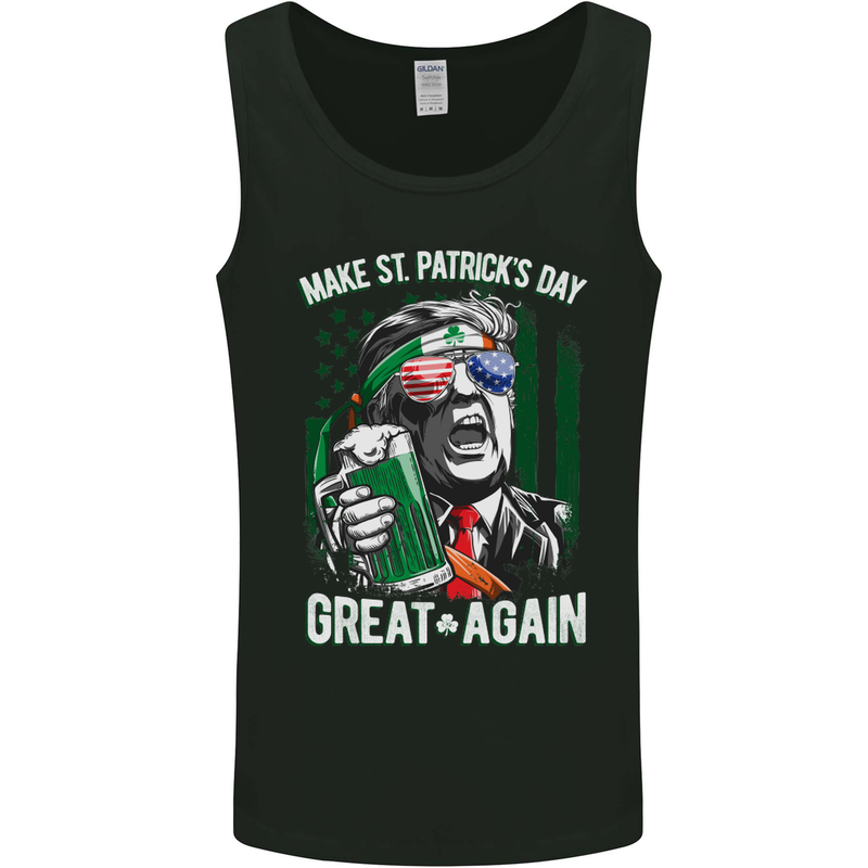 St Patricks Day Great Again Donald Trump Mens Vest Tank Top Black