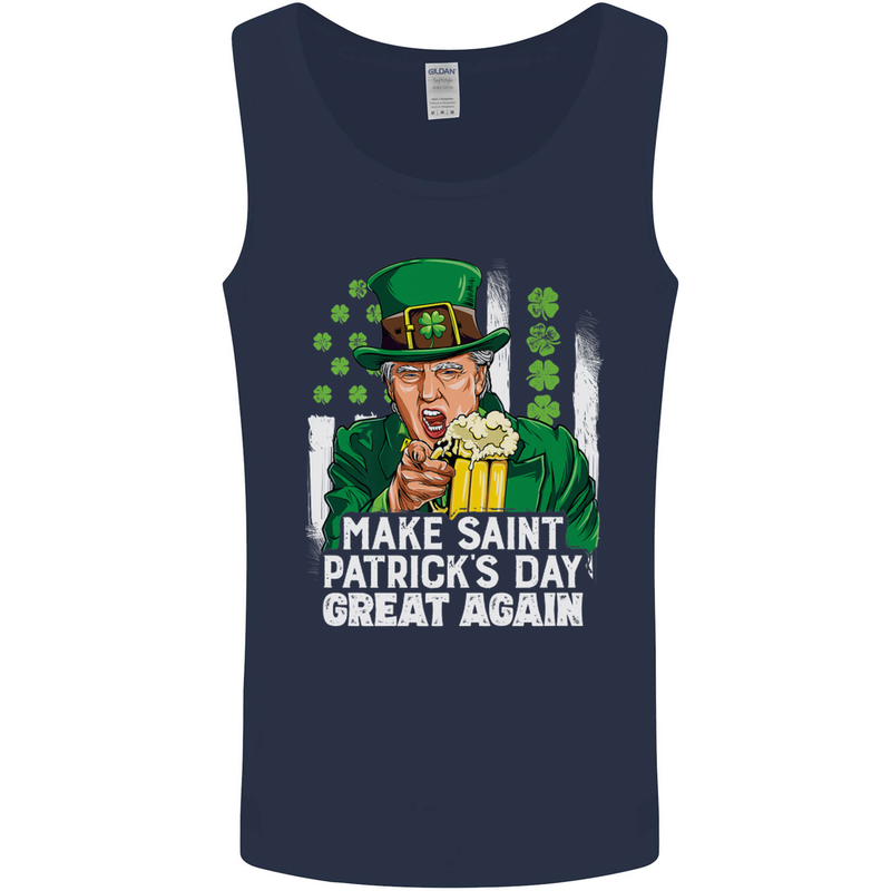 St Patricks Day Great Again Donald Trump Mens Vest Tank Top Navy Blue