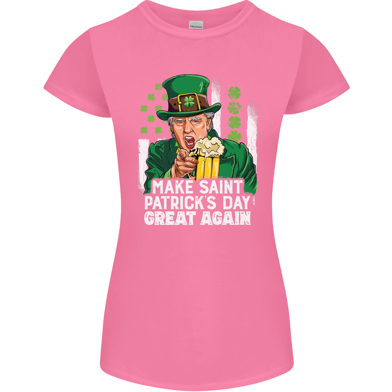 St Patricks Day Great Again Donald Trump Womens Petite Cut T-Shirt Azalea