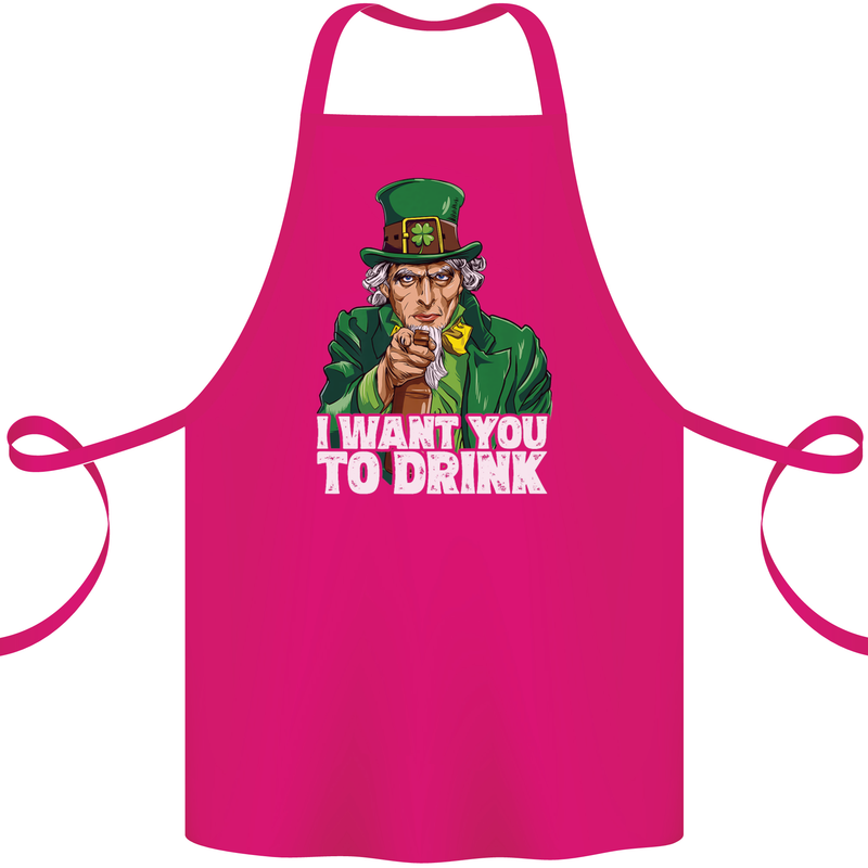 St Patricks Day I Want You to Drink Alcohol Cotton Apron 100% Organic Pink