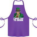 St Patricks Day I Want You to Drink Alcohol Cotton Apron 100% Organic Purple