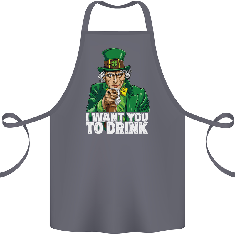 St Patricks Day I Want You to Drink Alcohol Cotton Apron 100% Organic Steel