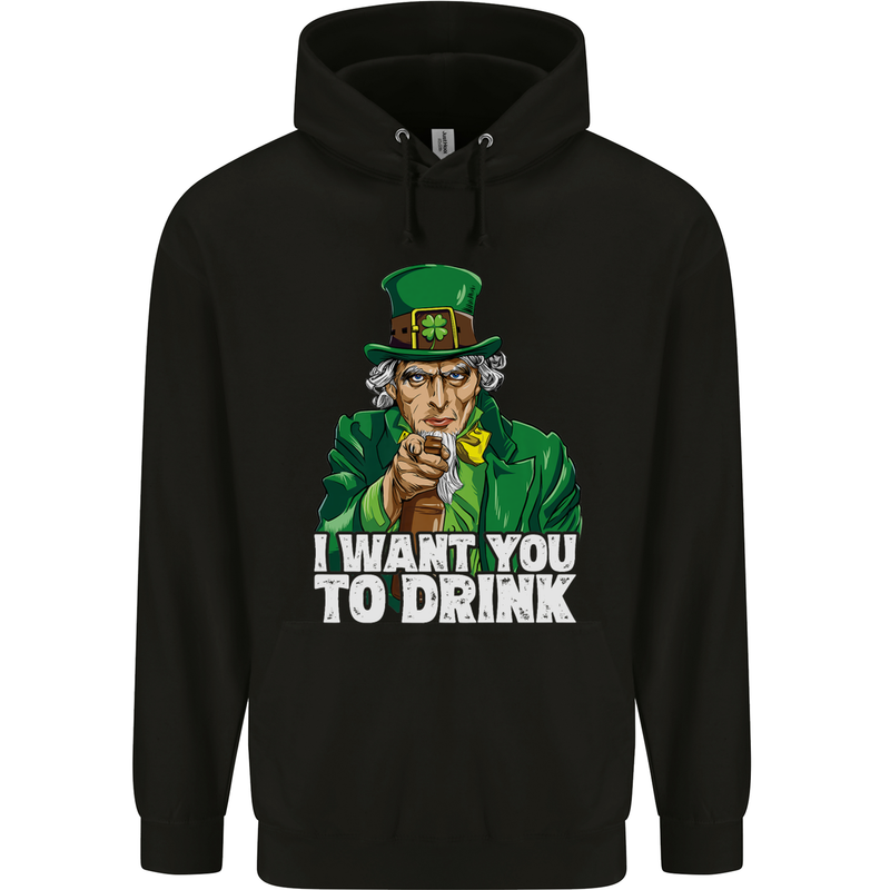 St Patricks Day I Want You to Drink Alcohol Mens 80% Cotton Hoodie Black