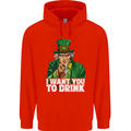 St Patricks Day I Want You to Drink Alcohol Mens 80% Cotton Hoodie Bright Red