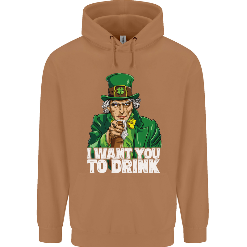 St Patricks Day I Want You to Drink Alcohol Mens 80% Cotton Hoodie Caramel Latte