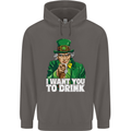 St Patricks Day I Want You to Drink Alcohol Mens 80% Cotton Hoodie Charcoal