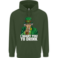 St Patricks Day I Want You to Drink Alcohol Mens 80% Cotton Hoodie Forest Green
