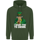 St Patricks Day I Want You to Drink Alcohol Mens 80% Cotton Hoodie Forest Green