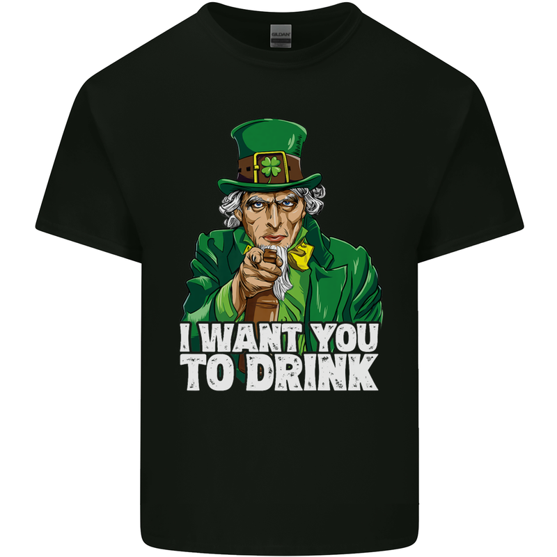 St Patricks Day I Want You to Drink Alcohol Mens Cotton T-Shirt Tee Top Black