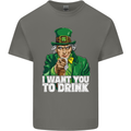 St Patricks Day I Want You to Drink Alcohol Mens Cotton T-Shirt Tee Top Charcoal