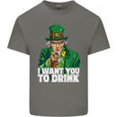 St Patricks Day I Want You to Drink Alcohol Mens Cotton T-Shirt Tee Top Charcoal