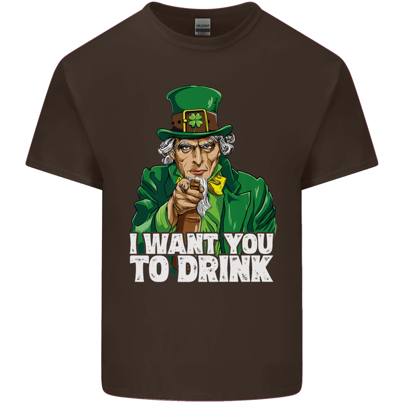 St Patricks Day I Want You to Drink Alcohol Mens Cotton T-Shirt Tee Top Dark Chocolate