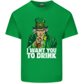 St Patricks Day I Want You to Drink Alcohol Mens Cotton T-Shirt Tee Top Irish Green