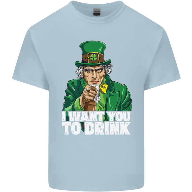 St Patricks Day I Want You to Drink Alcohol Mens Cotton T-Shirt Tee Top Light Blue