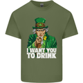 St Patricks Day I Want You to Drink Alcohol Mens Cotton T-Shirt Tee Top Military Green