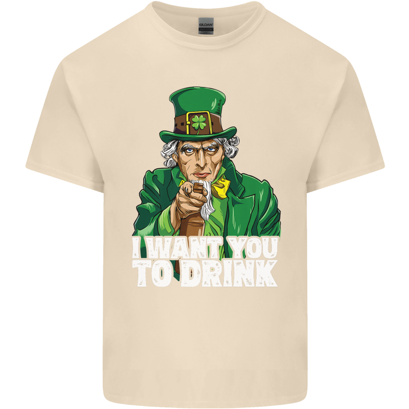 St Patricks Day I Want You to Drink Alcohol Mens Cotton T-Shirt Tee Top Natural