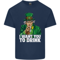 St Patricks Day I Want You to Drink Alcohol Mens Cotton T-Shirt Tee Top Navy Blue