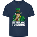 St Patricks Day I Want You to Drink Alcohol Mens Cotton T-Shirt Tee Top Navy Blue