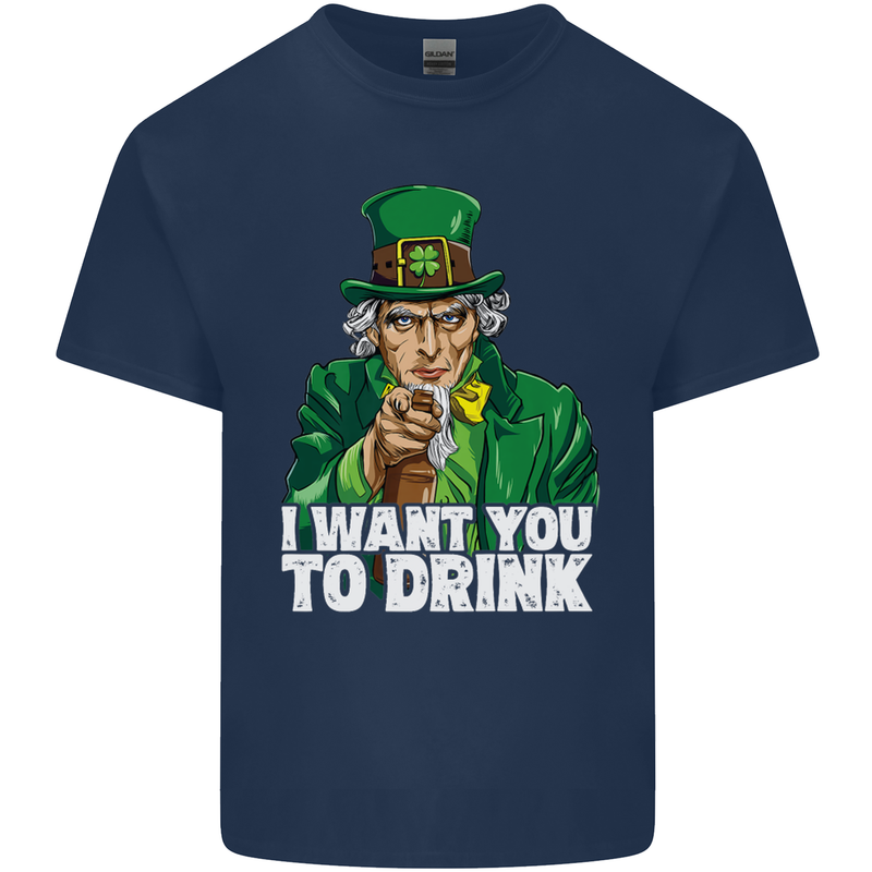 St Patricks Day I Want You to Drink Alcohol Mens Cotton T-Shirt Tee Top Navy Blue