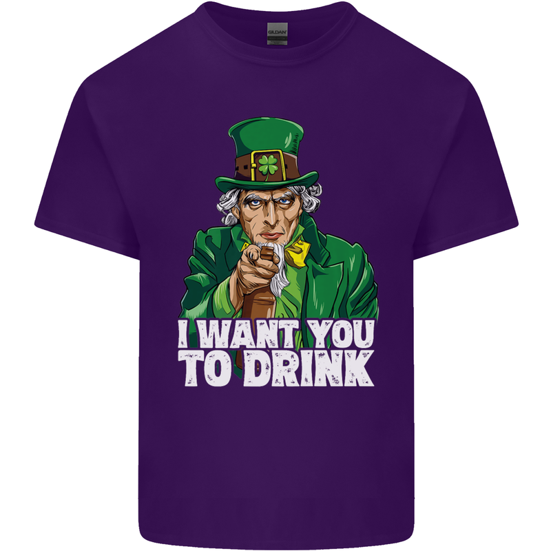 St Patricks Day I Want You to Drink Alcohol Mens Cotton T-Shirt Tee Top Purple