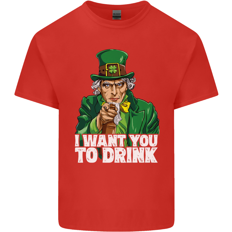 St Patricks Day I Want You to Drink Alcohol Mens Cotton T-Shirt Tee Top Red