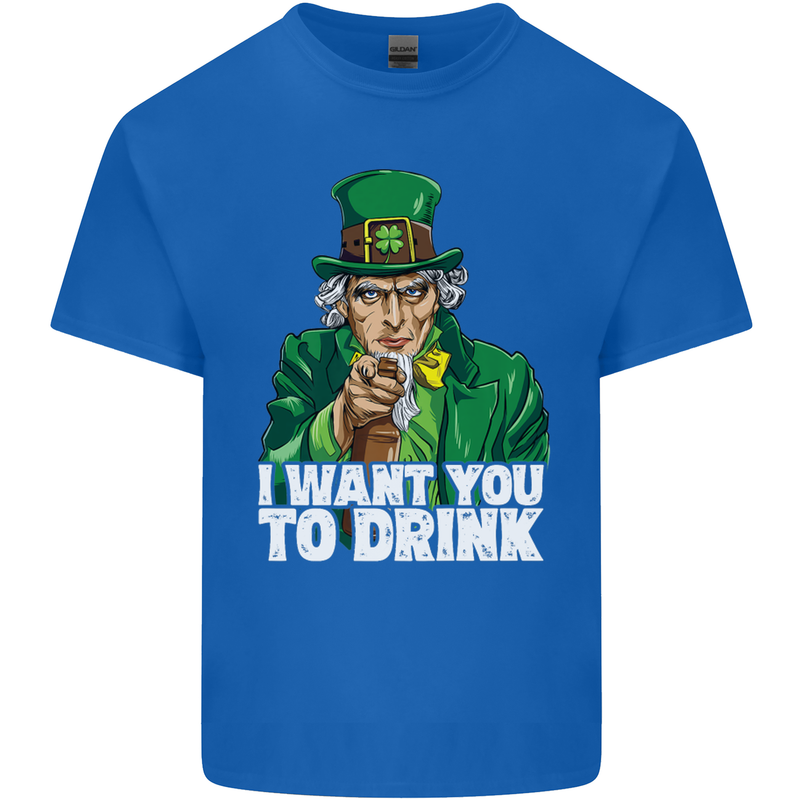 St Patricks Day I Want You to Drink Alcohol Mens Cotton T-Shirt Tee Top Royal Blue