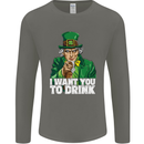 St Patricks Day I Want You to Drink Alcohol Mens Long Sleeve T-Shirt Charcoal