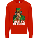 St Patricks Day I Want You to Drink Alcohol Mens Sweatshirt Jumper Bright Red