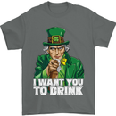 St Patricks Day I Want You to Drink Alcohol Mens T-Shirt Cotton Gildan Charcoal