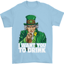 St Patricks Day I Want You to Drink Alcohol Mens T-Shirt Cotton Gildan Light Blue