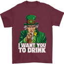 St Patricks Day I Want You to Drink Alcohol Mens T-Shirt Cotton Gildan Maroon