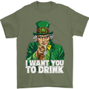 St Patricks Day I Want You to Drink Alcohol Mens T-Shirt Cotton Gildan Military Green