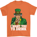 St Patricks Day I Want You to Drink Alcohol Mens T-Shirt Cotton Gildan Orange