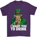 St Patricks Day I Want You to Drink Alcohol Mens T-Shirt Cotton Gildan Purple