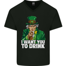 St Patricks Day I Want You to Drink Alcohol Mens V-Neck Cotton T-Shirt Black