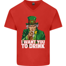 St Patricks Day I Want You to Drink Alcohol Mens V-Neck Cotton T-Shirt Red