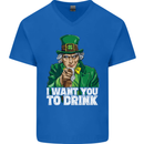 St Patricks Day I Want You to Drink Alcohol Mens V-Neck Cotton T-Shirt Royal Blue
