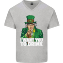 St Patricks Day I Want You to Drink Alcohol Mens V-Neck Cotton T-Shirt Sports Grey