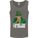 St Patricks Day I Want You to Drink Alcohol Mens Vest Tank Top Charcoal