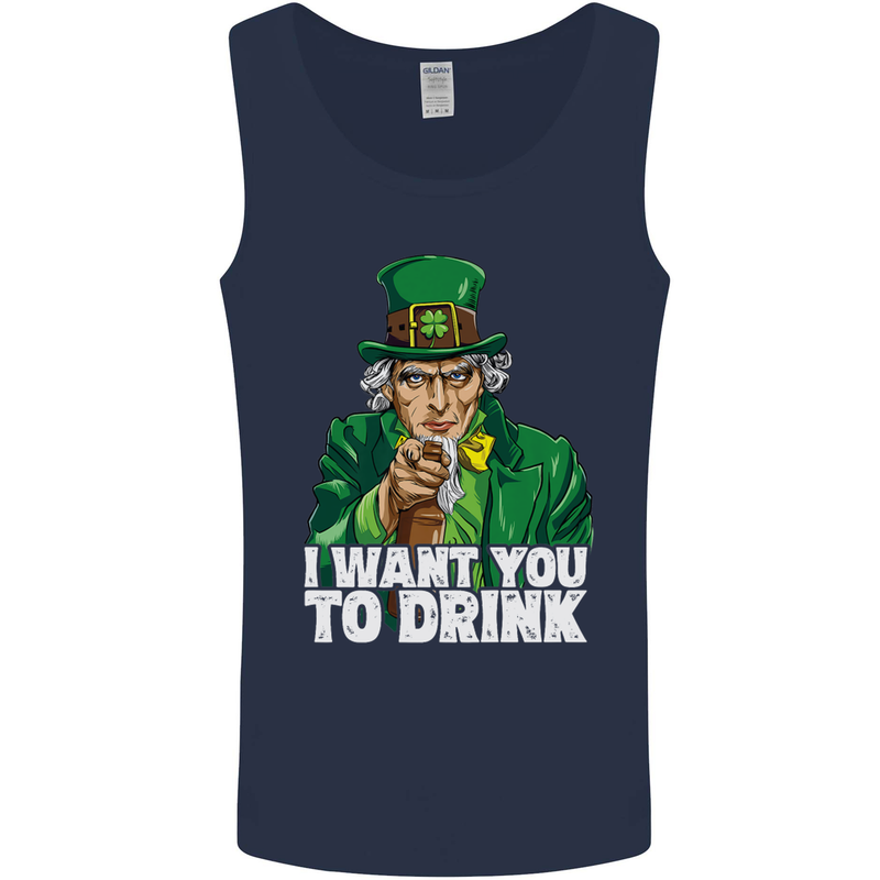 St Patricks Day I Want You to Drink Alcohol Mens Vest Tank Top Navy Blue