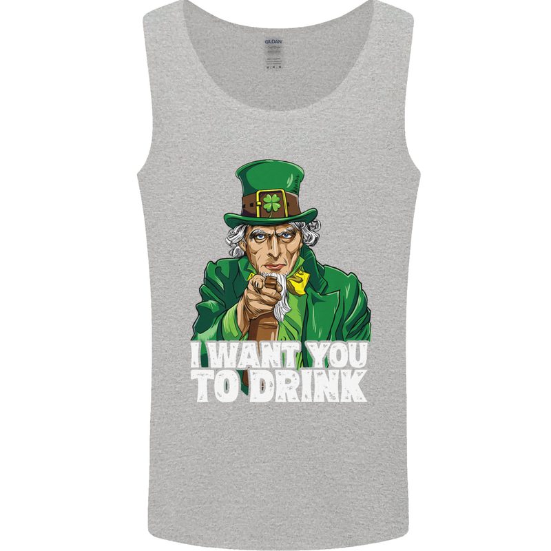 St Patricks Day I Want You to Drink Alcohol Mens Vest Tank Top Sports Grey