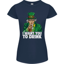 St Patricks Day I Want You to Drink Alcohol Womens Petite Cut T-Shirt Navy Blue