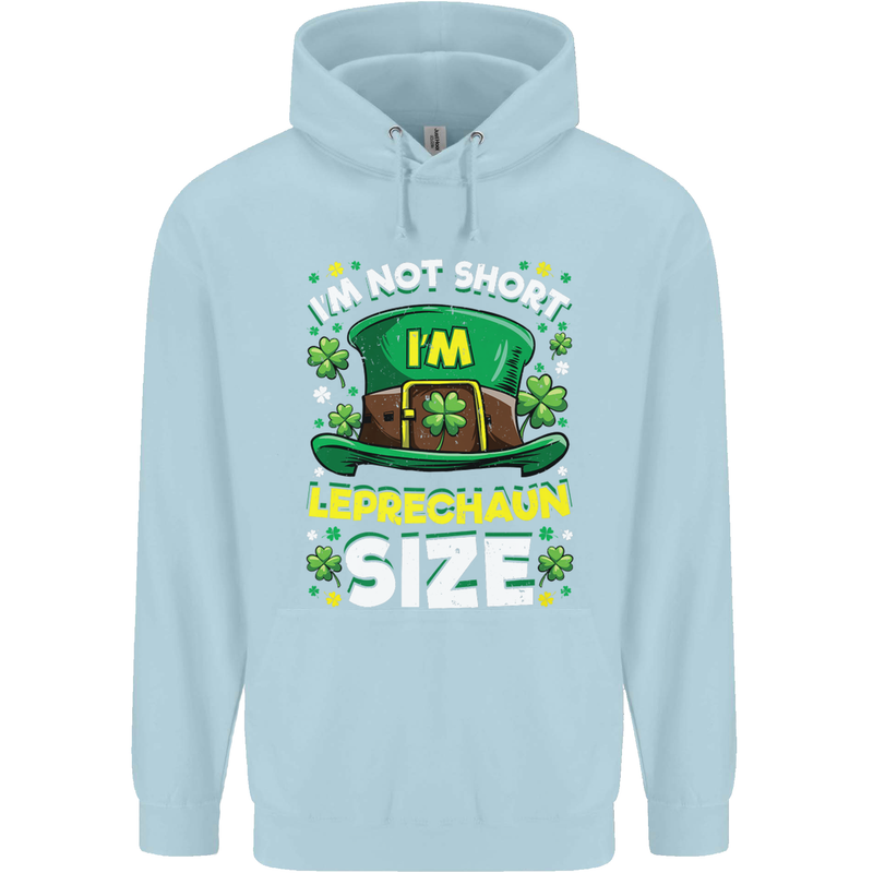 St Patricks Day I'm Leprechaun Sized Funny Childrens Kids Hoodie Light Blue