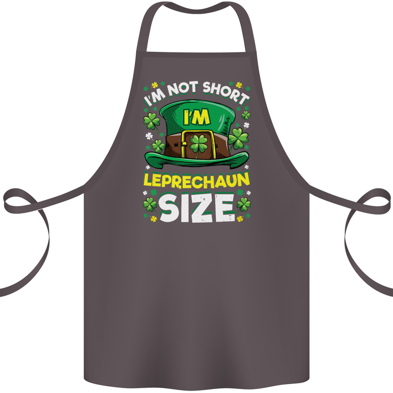 St Patricks Day I'm Leprechaun Sized Funny Cotton Apron 100% Organic Dark Grey