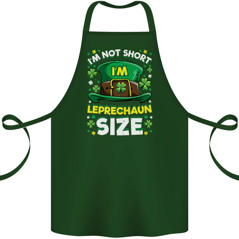 St Patricks Day I'm Leprechaun Sized Funny Cotton Apron 100% Organic Forest Green