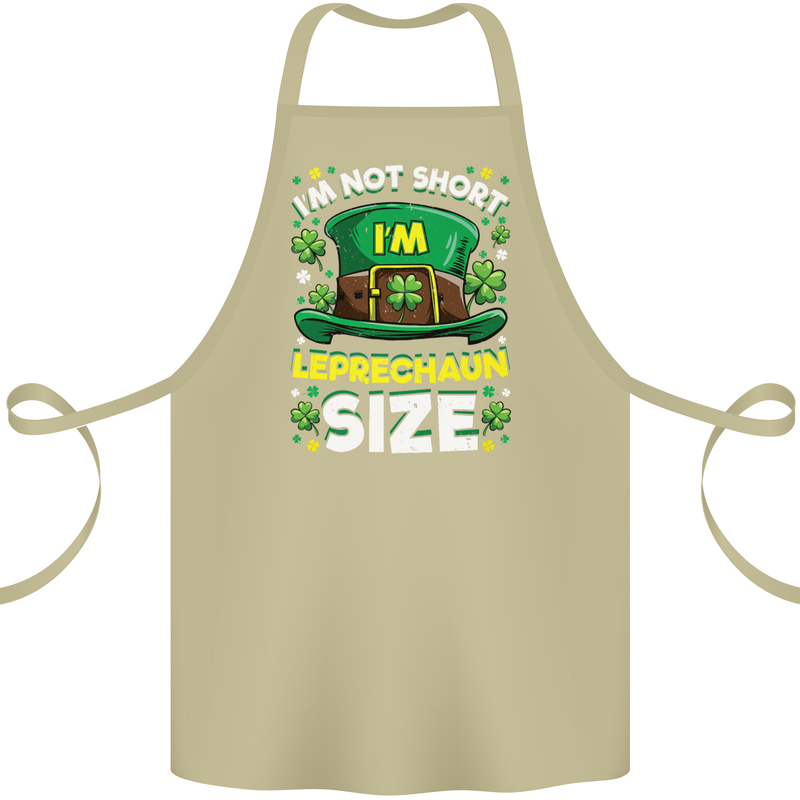 St Patricks Day I'm Leprechaun Sized Funny Cotton Apron 100% Organic Khaki