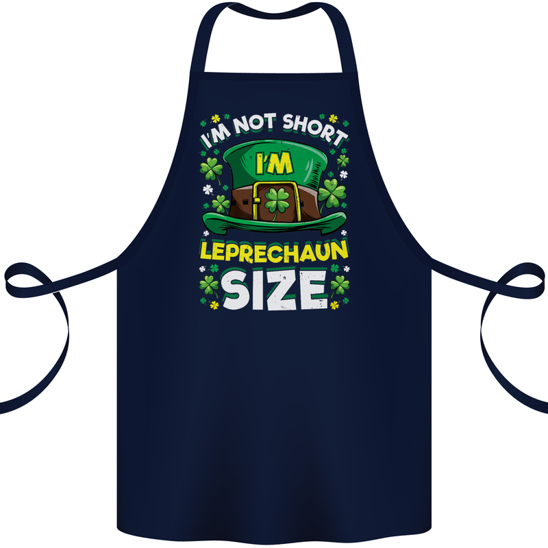 St Patricks Day I'm Leprechaun Sized Funny Cotton Apron 100% Organic Navy Blue